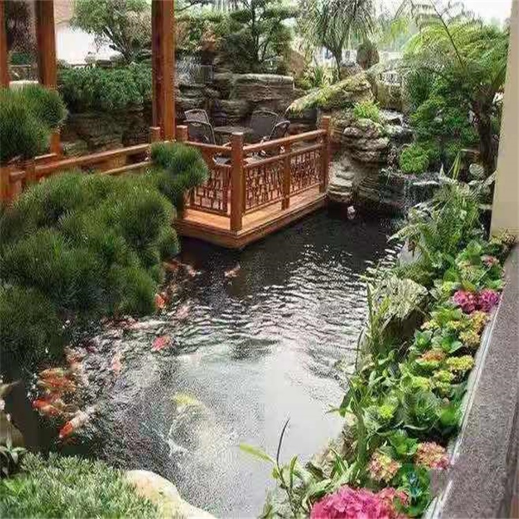 济宁庭院设计鱼池假山建造图